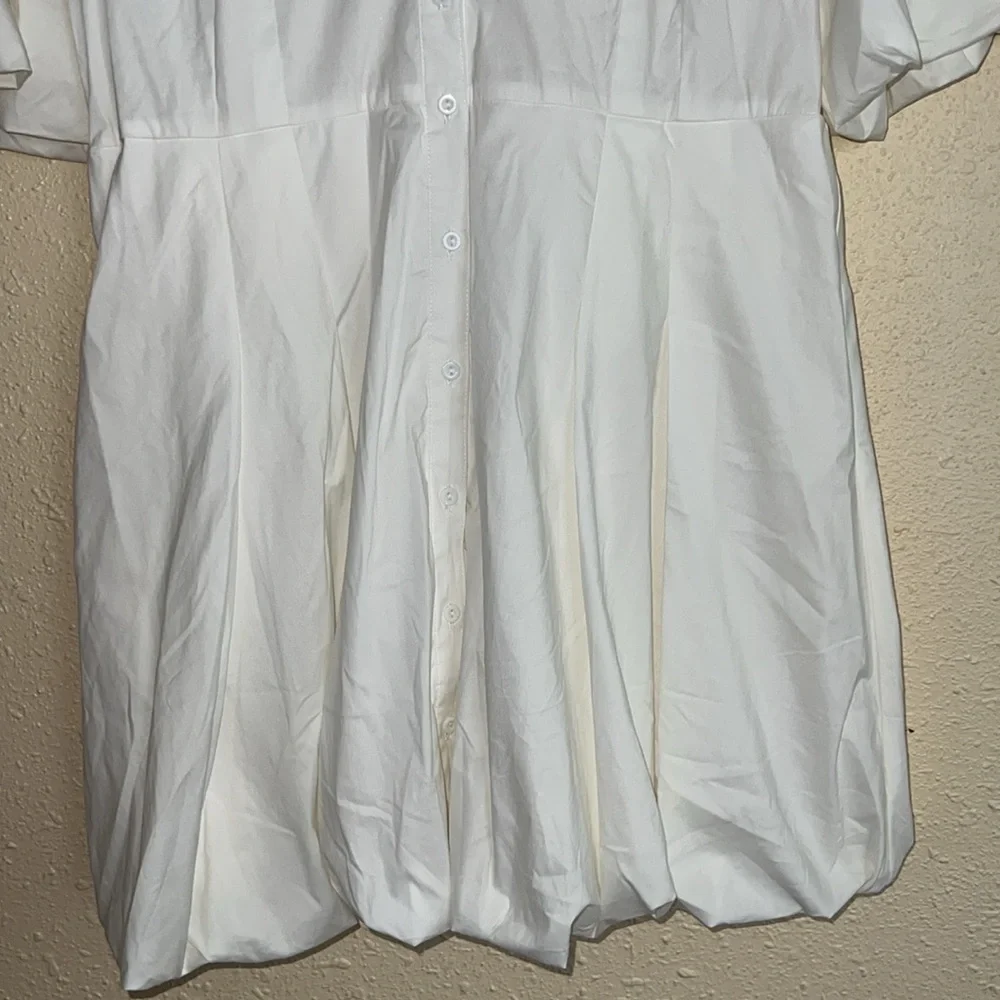 Mine White Casual Button Down Shirt dress 1XL - Picture 5 of 8